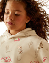 Ariat Girls' Solid Western Print Pullover Hoodie - Beige