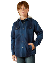 Ariat Boys' Hicks Retro Plaid Snap Shirt Jacket - Blue