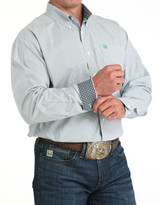 Cinch Men's Stretch Long Sleeve Plaid Button Down Shirt - Purple/Aqua