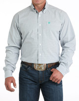 Cinch Men's Stretch Long Sleeve Plaid Button Down Shirt - Purple/Aqua