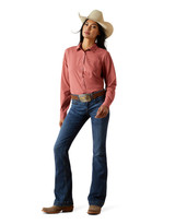 Ariat Women's Team Logo Stretch Long Sleeve Solid Button Down Shirt - Mauve