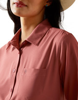 Ariat Women's Team Logo Stretch Long Sleeve Solid Button Down Shirt - Mauve