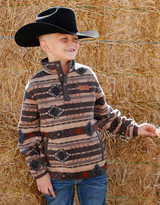 Cinch Boys' Polar Fleece 1/2 Snap Print Pullover - Brown
