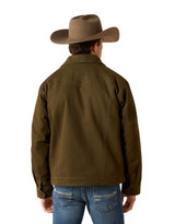 Ariat Men's Flannel Lined Canvas Snap Jacket - Olive