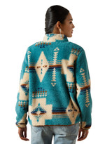 Ariat Women's Berber 1/2 Snap Southwest Print Pullover - Aqua/Brown