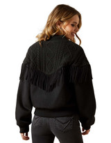 Ariat Women's Sweater Fringe Solid Zip Bomber Jacket - Black