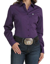 Cinch Women's Stretch Long Sleeve Stripe Button Down Shirt - Purple