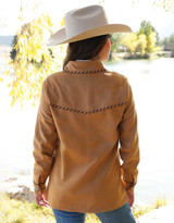 Cruel Women's Tweed Solid Snap Shirt Jacket - Camel