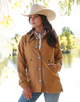 Cruel Women's Tweed Solid Snap Shirt Jacket - Camel