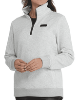 Cinch Women's 1/4 Zip Heather Pullover Sweater - White/Grey