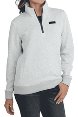 Cinch Women's 1/4 Zip Heather Pullover Sweater - White/Grey