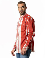 Kimes Ranch Men's Bandit Long Sleeve Stripe Snap Shirt - Natural/Red (Closeout)