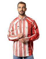 Kimes Ranch Men's Bandit Long Sleeve Stripe Snap Shirt - Natural/Red (Closeout)
