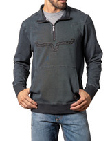 Kimes Ranch Men's Rowell 1/4 Zip Distress Dyed Pullover - Charcoal Grey