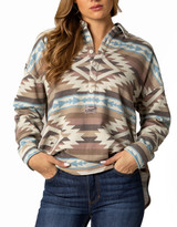 Kimes Ranch Women's Judith 1/2 Button Print Pullover - Mocha