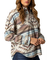 Kimes Ranch Women's Judith 1/2 Button Print Pullover - Mocha