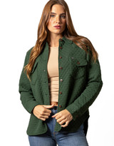Kimes Ranch Women's Susie Quilted Solid Button Down Shirt Jacket - Green