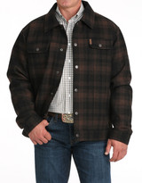 Cinch Men's Wool Plaid Snap Trucker Jacket - Brown