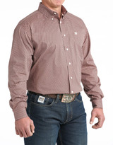 Cinch Men's Long Sleeve Print Button Down Shirt - Pink/Red