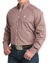 Cinch Men's Long Sleeve Print Button Down Shirt - Pink/Red