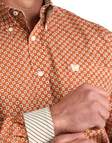 Cinch Men's Long Sleeve Print Button Down Shirt - Brown/Cream