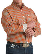 Cinch Men's Long Sleeve Print Button Down Shirt - Brown/Cream