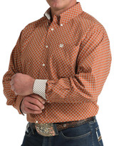 Cinch Men's Long Sleeve Print Button Down Shirt - Brown/Cream