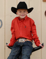 Cinch Boys' Long Sleeve Print Button Down Shirt - Tiger Red/Black