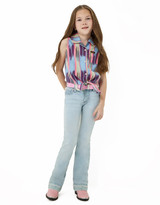 Wrangler Girls' Lainey Wilson Stretch Mid Rise Slim Fit Boot Cut Jeans (Sizes 7-20) - Bleach Blue