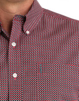 Cinch Men's Modern Fit Long Sleeve Print Button Down Shirt- Pink/Black