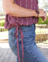 Cruel Women's Chiffon Sleeveless Print Top - Dark Mauve