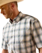 Ariat Men's Pro Series Short Sleeve Plaid Button Down Shirt - Blue/White