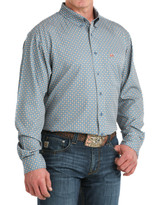 Cinch Men's Arenaflex Long Sleeve Print Button Down Shirt - Blue