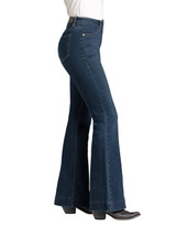 Rock & Roll Denim Women's Extra Stretch Trouser High Rise Slim Fit Flare Leg Jean - Dark Wash