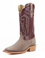 R Watson Men's Roughout 13" Wide Square Toe Boots - Grey/Red