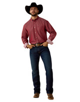 Ariat Men's Wrinkle Free Long Sleeve Solid Pinpoint Button Down Shirt - Red