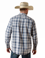 Ariat Men's Team Logo Long Sleeve Plaid Button Down Shirt - Blue/White
