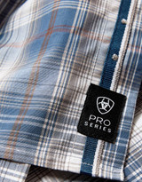 Ariat Men's Team Logo Long Sleeve Plaid Button Down Shirt - Blue/White