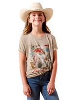 Ariat Girls' Short Sleeve Print Tee Shirt - Tan