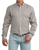 Cinch Men's Modern Fit Long Sleeve Print Button Down Shirt - Salmon/Navy