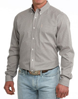 Cinch Men's Modern Fit Long Sleeve Print Button Down Shirt - Salmon/Navy
