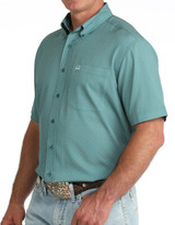 Cinch Men's Arenaflex Short Sleeve Print Button Down Shirt - Teal