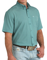 Cinch Men's Arenaflex Short Sleeve Print Button Down Shirt - Teal