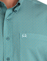 Cinch Men's Arenaflex Short Sleeve Print Button Down Shirt - Teal