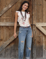 Cruel Women's Sleeveless Print Top - Cream