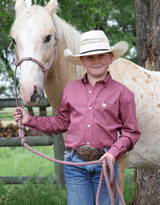 Cinch Boys' Long Sleeve Print Button Down Shirt - Pink/Grey