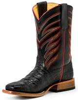 Anderson Bean Kids' Caiman Print 8" Square Toe Boots - Black (Closeout)
