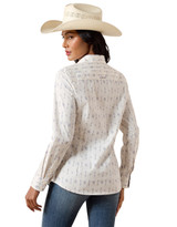 Ariat Women's Kirby Stretch Long Sleeve Print Button Down Shirt - White/Blue
