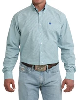 Cinch Men's Long Sleeve Plaid Button Down Shirt - Blue/Green
