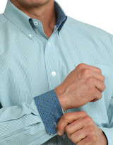 Cinch Men's Long Sleeve Plaid Button Down Shirt - Blue/Green